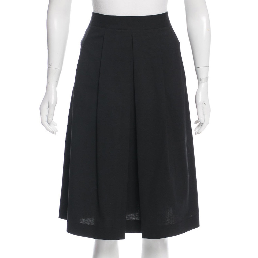 Theory Pleat-Accented Wool Skirt